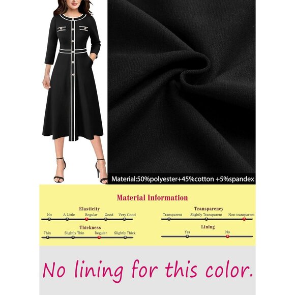 Women's Business Office Dress Slit Fit Flare Midi A-Line Work Casual - Picture 6 of 6